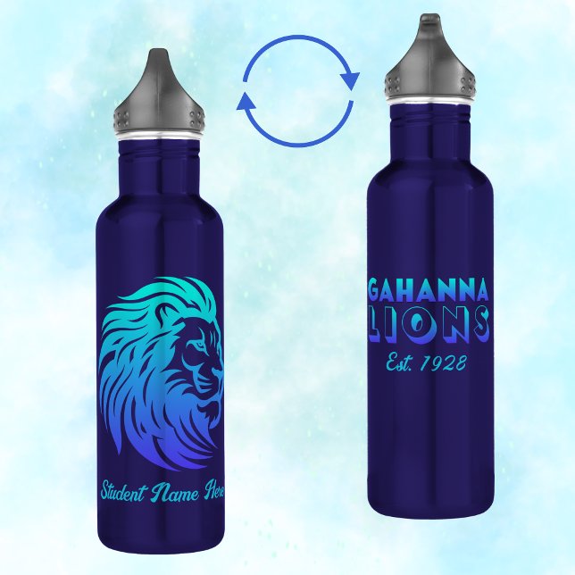 Gahanna Lions Blue Gradient Personalised 710 Ml Water Bottle (Creator Uploaded)