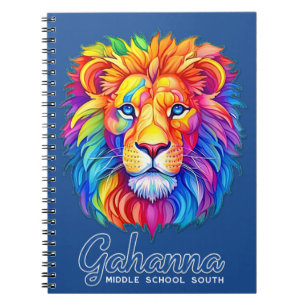 Gahanna Rainbow Lion Head Faux Glitter Spiral Notebook
