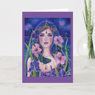 Gaia goddess with hummingbirds by Renee Lavoie Card