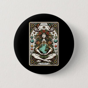 Gaia Greek Goddess Pagan Mother Earth Nature Tarot 6 Cm Round Badge