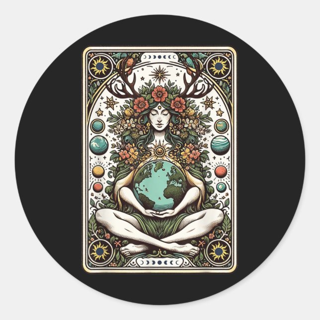 Gaia Greek Goddess Pagan Mother Earth Nature Tarot Classic Round Sticker (Front)
