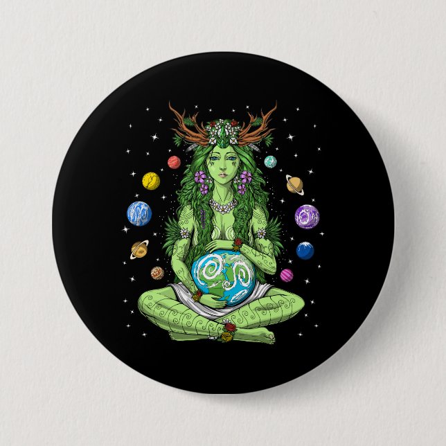 Gaia Mother Earth Goddess 7.5 Cm Round Badge (Front)