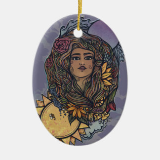 Gaia mother Earth Goddess Tarot the World Ceramic Tree Decoration