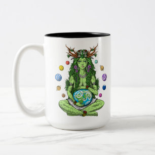 Gaia Mother Earth Goddess Two-Tone Coffee Mug