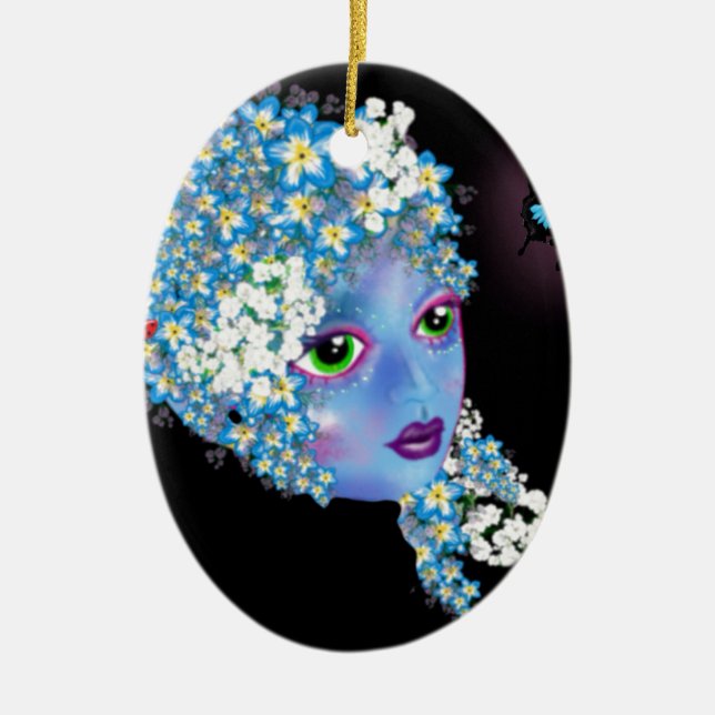 GAIA Mother Earth Pagan fantasy Art by LeahG Ceramic Tree Decoration (Front)