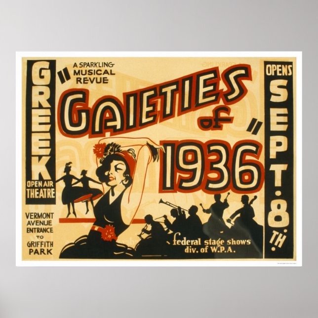 Gaieties Musical Revue 1936 WPA Poster (Front)