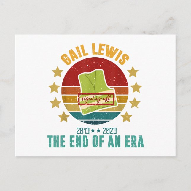 Gail Lewis, We Salute You, The End Of An Era Signi Postcard (Front)