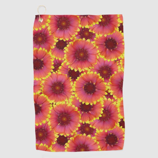 Gaillardia Seamless Pattern Golf Towel (Front)