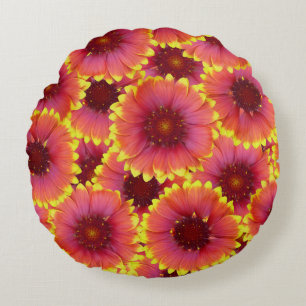 Gaillardia Seamless Pattern Round Cushion