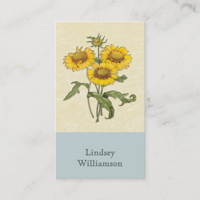 Gaillardia Sunflower Botanical Personalised Business Card (Front)