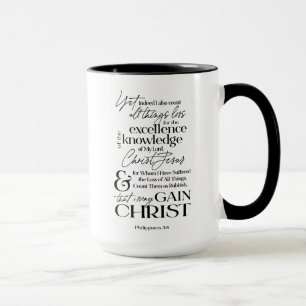 GAIN CHRIST Philippians 3:8 Scripture Black Combo Mug