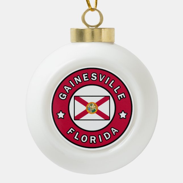 Gainesville Florida Ceramic Ball Christmas Ornament (Front)