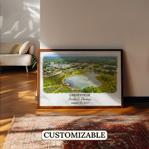 Gainesville Florida Poster, Watercolor, Custom Poster