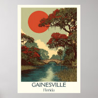 Gainesville Florida Vintage Nature Travel Art