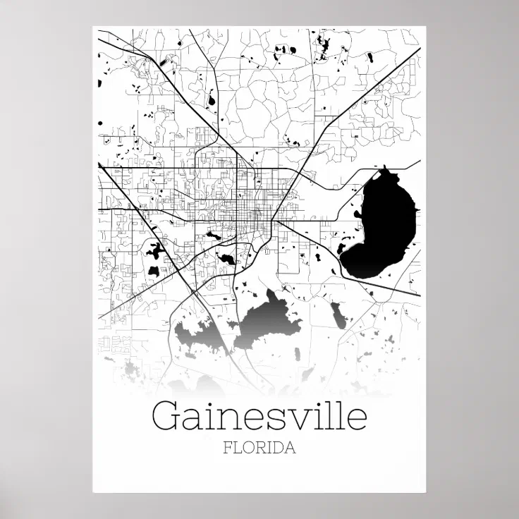 Gainesville Map Florida City Map Poster Zazzle