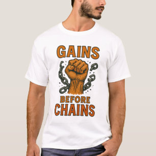 Gains Before Chains – No Limits Gym Tshirt
