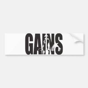 GAINS - "Body building" Motivational Bumper Sticker