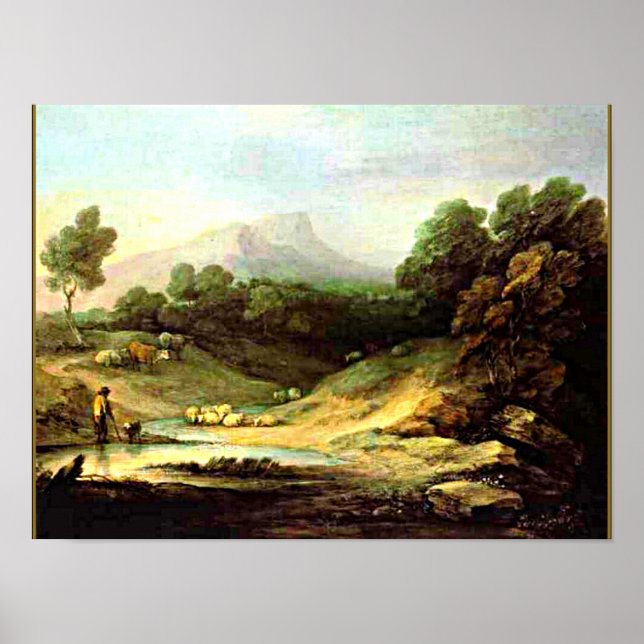 Gainsborough - Mountain Landscape with Shepherd Poster (Front)