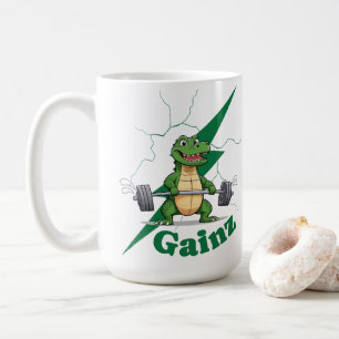 Gainz Gym Crocodile   Weightlifting Workout Coffee Mug