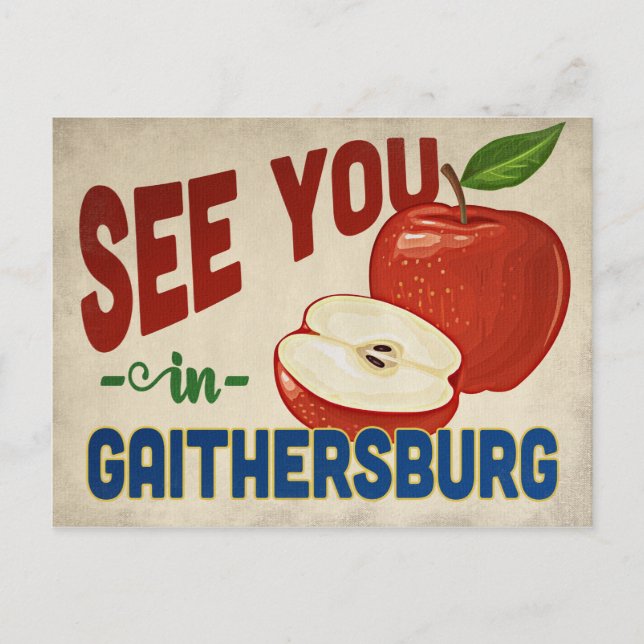 Gaithersburg Maryland Apple - Vintage Travel Postcard (Front)