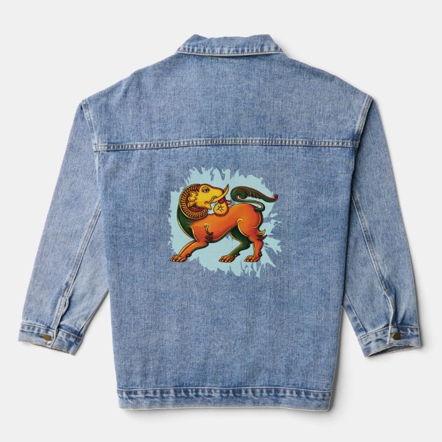 Gajasinha – Mythical Guardian of Strength Denim Jacket (Back)