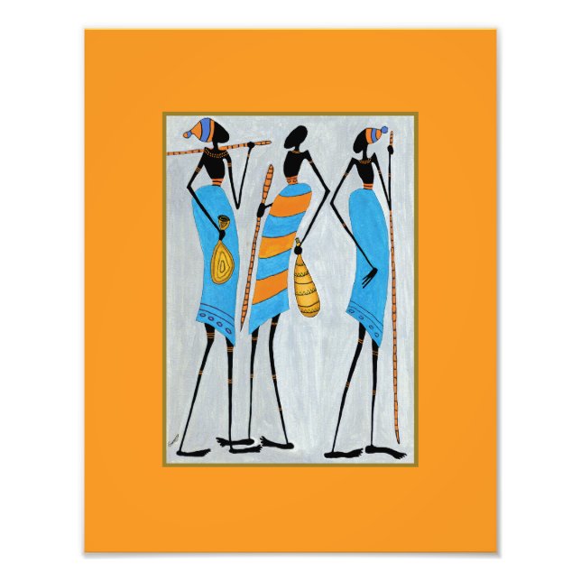 Gakonga African art, Watercolor Maasai Warriors Photo Print (Front)