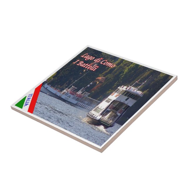 GAL118 LAKE COMO, Boats, Italy, Tile (Side)