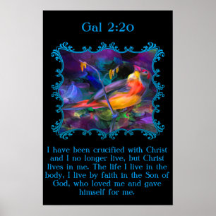 Gal 2:20 Beautiful rainbow colourful sparrow Poster