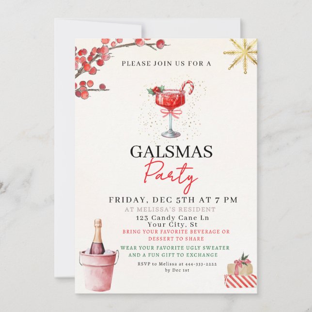 Gal Christmas Party Invite (Front)