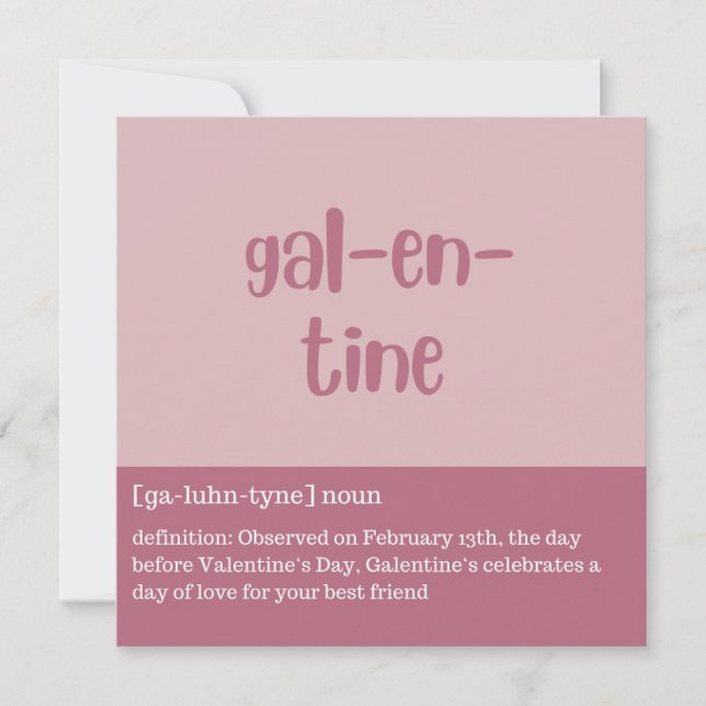 Gal-en-tine pink and dark pink flat card (Front)