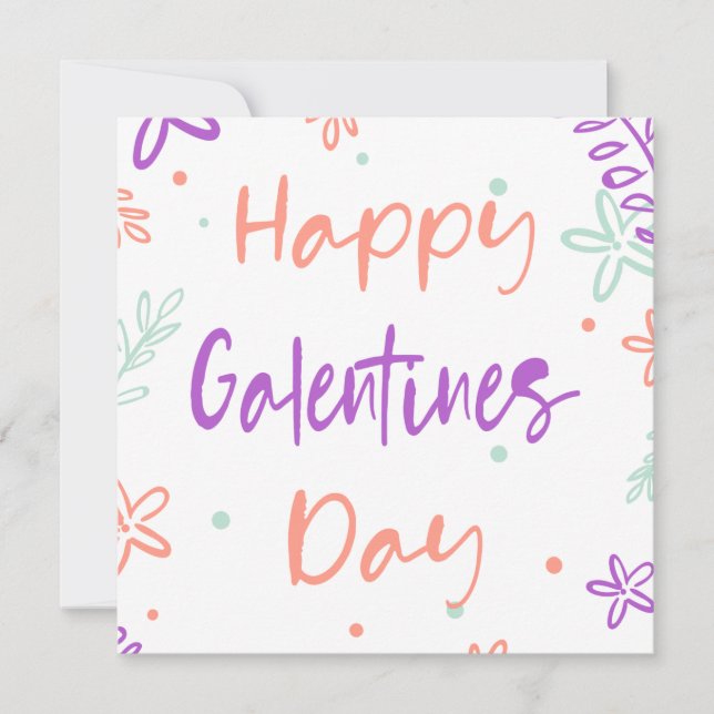 Gal Pals Happy Galentines Day Valentines Flowers Card (Front)