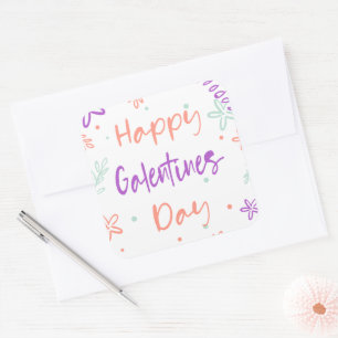 Gal Pals Happy Galentines Day Valentines Flowers Square Sticker