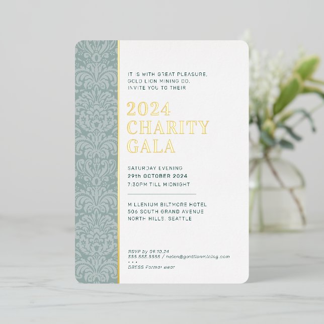 GALA BALL modern elegant event dark green gold  (Standing Front)