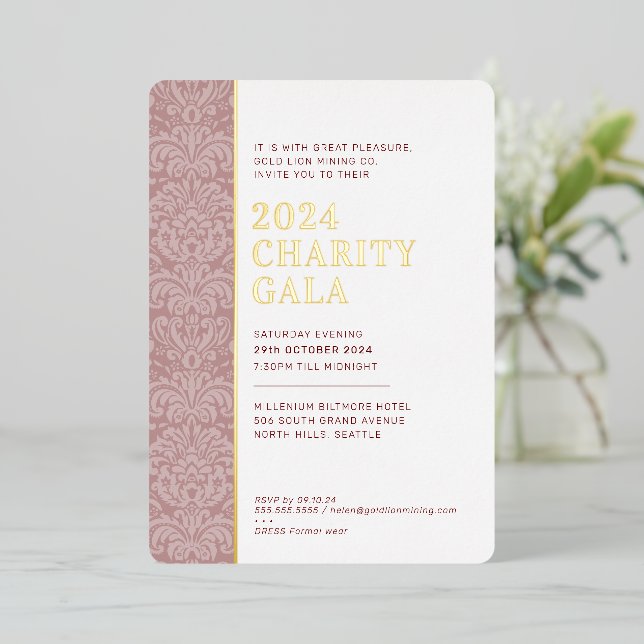 GALA BALL modern elegant event maroon red gold  (Standing Front)