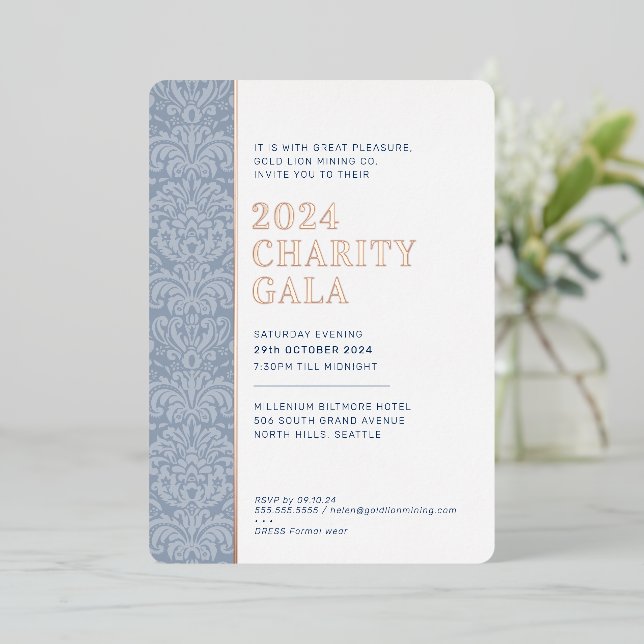 GALA BALL modern elegant event navy rose gold  (Standing Front)