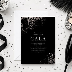 Gala Elegant Silver Marbling Invitation