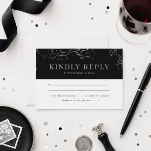 Gala Elegant Silver Marbling RSVP Card