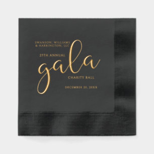 Gala Event Charity Fundraiser Elegant Black Gold Foil Napkins
