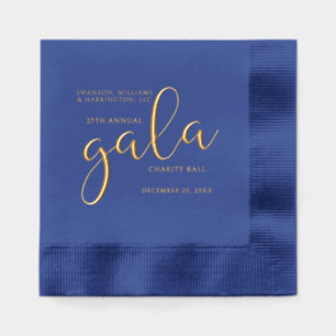 Gala Event Charity Fundraiser Elegant Blue Gold Foil Napkins