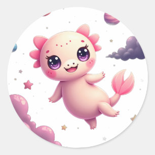 Galactic Axolotl Space Kawaii Sticker T-Shirt Cute