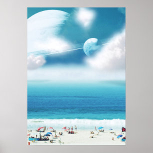 Galactic beach surreal photo image poster