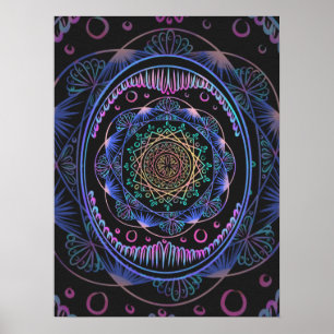Galactic Bloom Mandala Poster