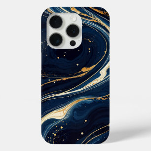 Galactic Blue and Gold Cosmic Motion, Deep Space iPhone 15 Pro Case