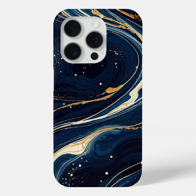 Galactic Blue and Gold Cosmic Motion, Deep Space Case-Mate iPhone Case (Back)