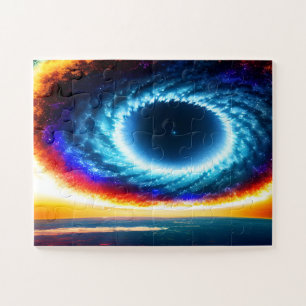 Galactic Blue and Orange Colourful Storm in Space Jigsaw Puzzle