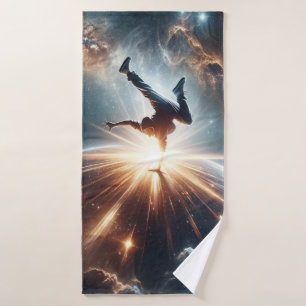 Galactic Breakdance Explosion in Deep Space Bath Towel
