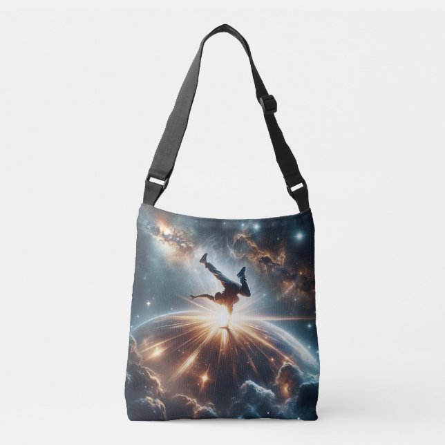 Galactic Breakdance Explosion in Deep Space Crossbody Bag (Front)