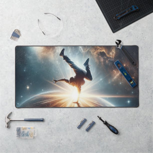 Galactic Breakdance Explosion in Deep Space Desk Mat