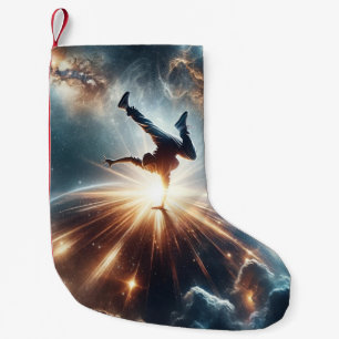 Galactic Breakdance Explosion in Deep Space Small Christmas Stocking