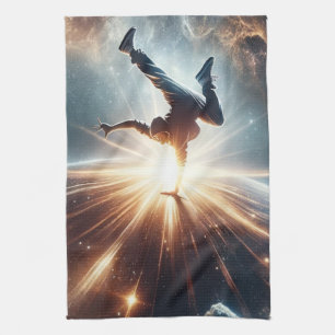 Galactic Breakdance Explosion in Deep Space Tea Towel